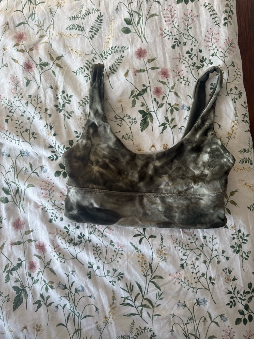 Tie-Dye Olive Green Sports Bra